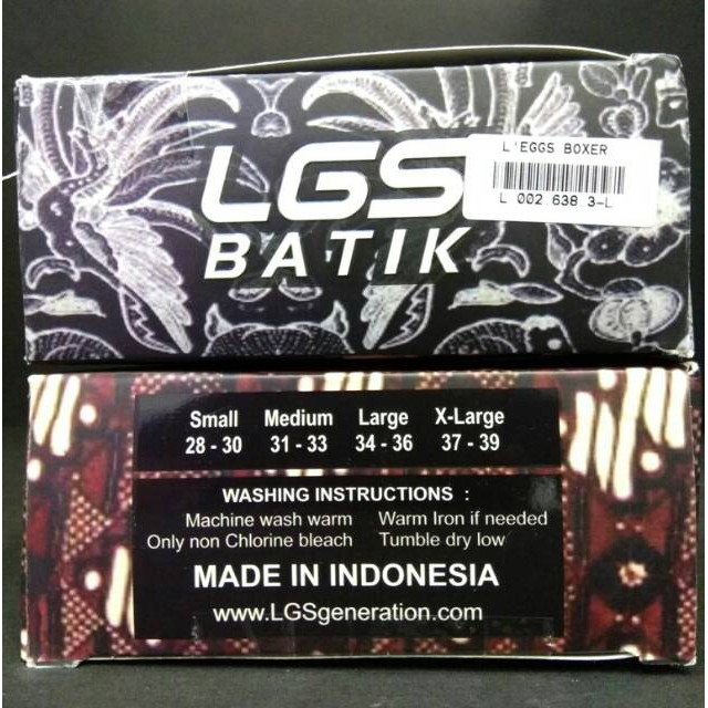 CELANA DALAM BOXER LGS 638 ISI 3PCS  |BOXER LGS KARET BATIK