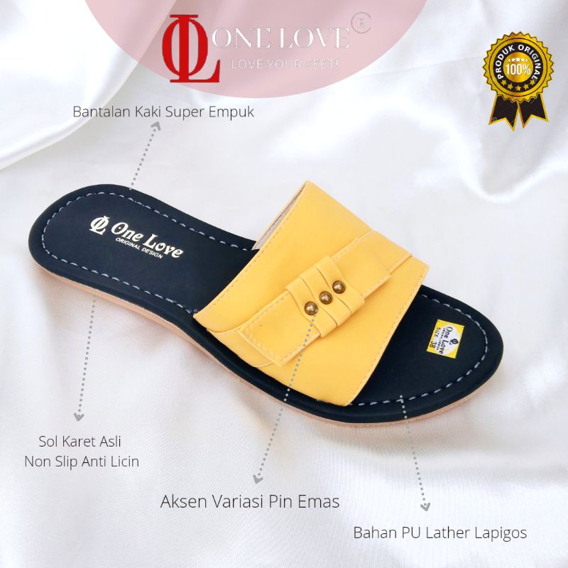 (One Love Galery) Sandal One Love Original Sendal Selop Wanita Terbaru Sandal Flat Wanita Harian Sen