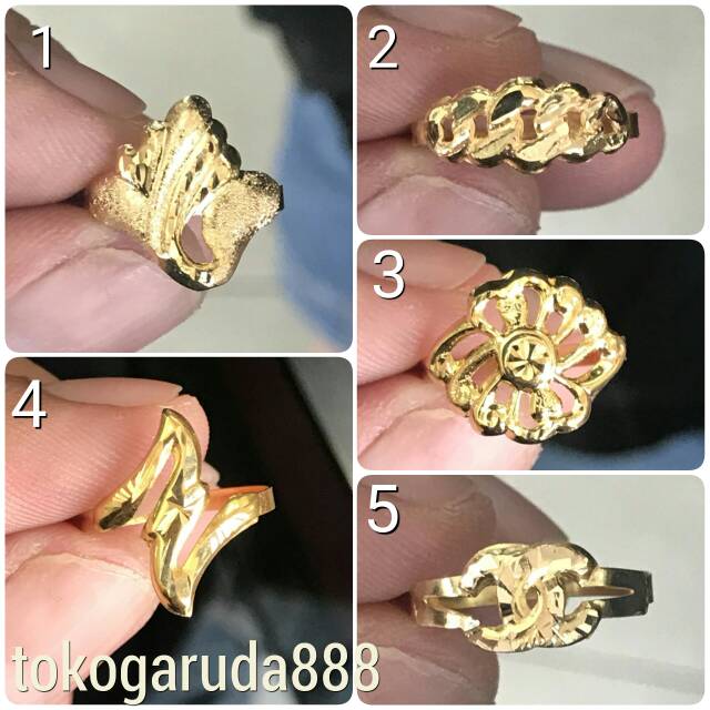 Cincin anak dan dewasa emas asli kadar 650 65% 11 12 13 14 15 16 17 z petir rantai CHANELL kerawang