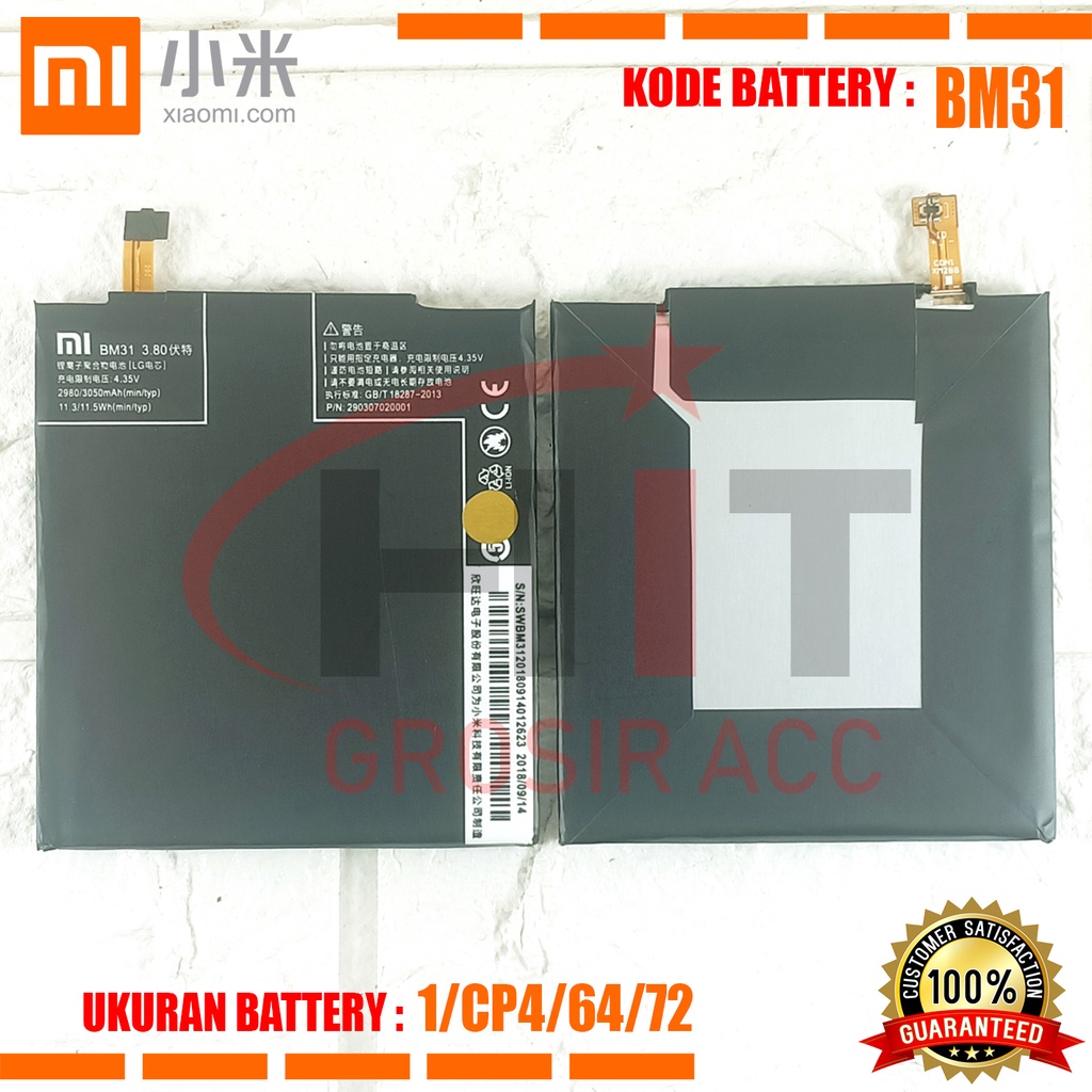 Baterai Battery Original XIAOMI BM-31 / BM31 / Mi3 / MI 3