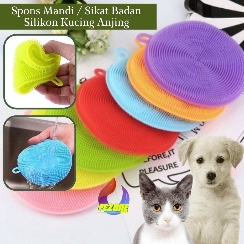 Spons Mandi / Sikat Badan Silikon Kucing Anjing FEZONE