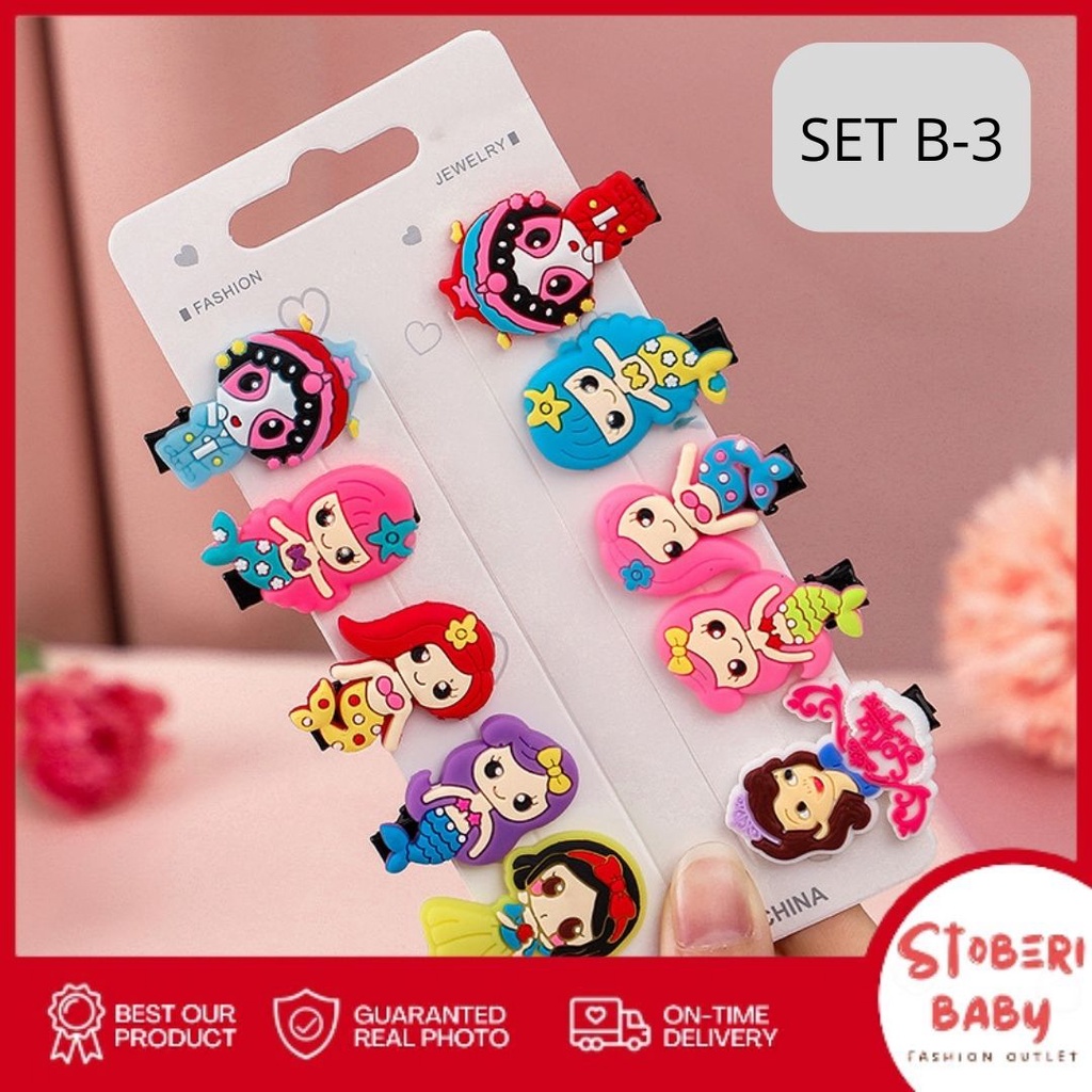 PUNCAK 3.3 stoberi baby - JEPIT TK MOSHI 10PCS Jepit Rambut Anak / Jepitan Rambut Anak Motif Karakter Kartun