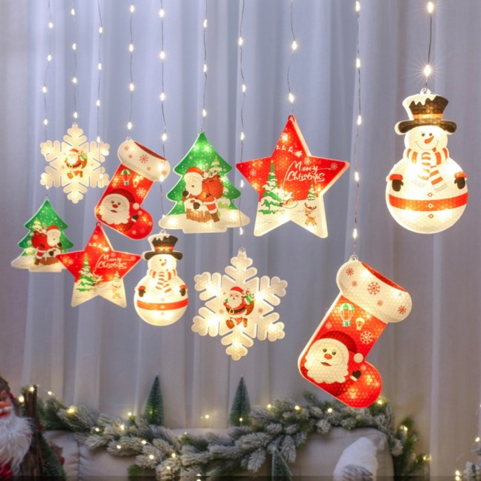 GROSIR Dekorasi Lampu Gantung LED Natal Santa Snowman Socks 3m Murah Hiasan Natal Harga Grosir Termurah