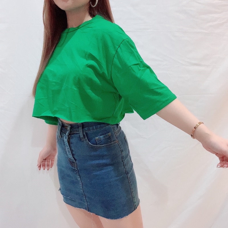 Drop Shoulder Oversized Crop Top | Baju Kaos Polos Jumbo Bigsize Wanita Korean Oversize | Maimon Grosir