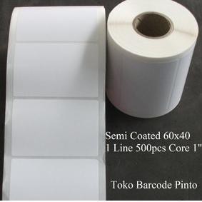 

60mmx40mm 1Line 500pcs Gap Core1",Semi coated,barcode Label Sticker (ART. 779)