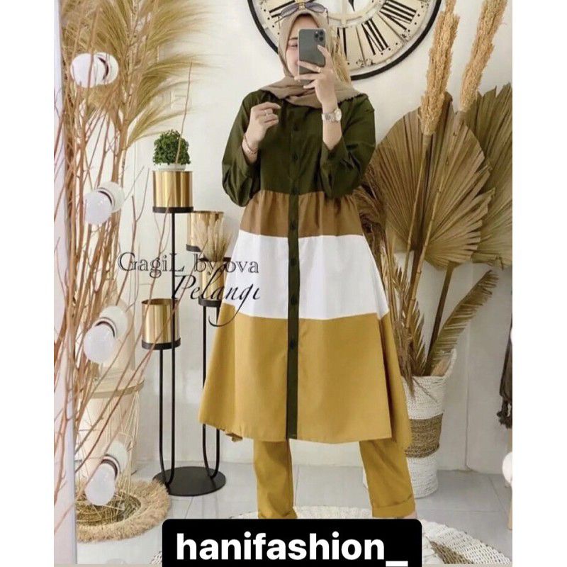 Tazkia set celana jumbo // setelan pelangi tunik jumbo // tazkia setelan celana jumbo long tunik