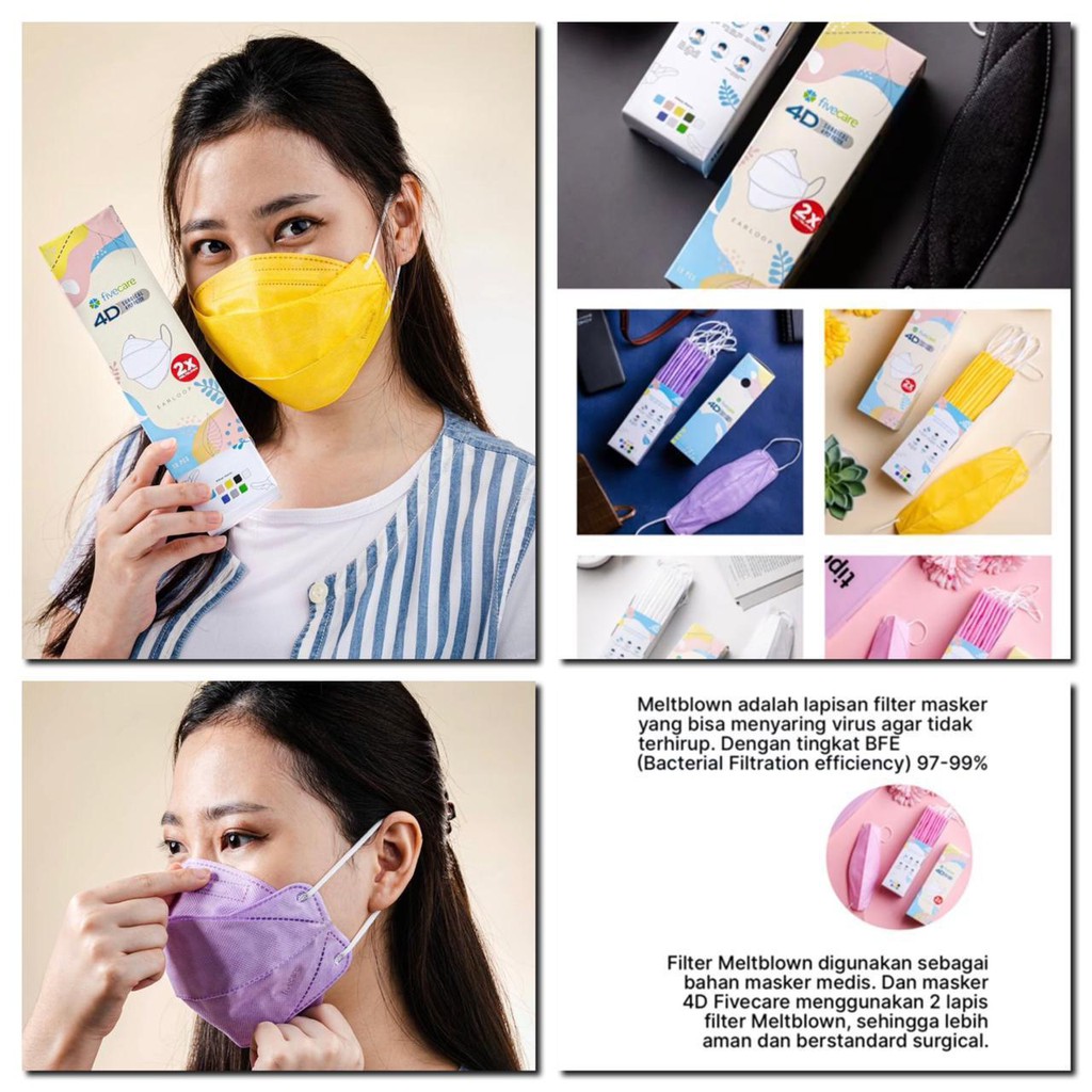 Five Care Masker 4D - Surgical Mask 4 ply - masker medis