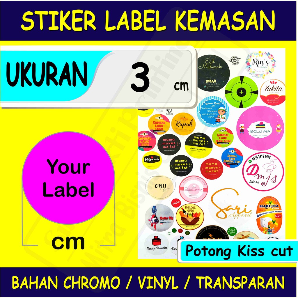 

Cetak Label Stiker Bulat, 3 cm, Chromo / Vinyl / Transparan, Print Label