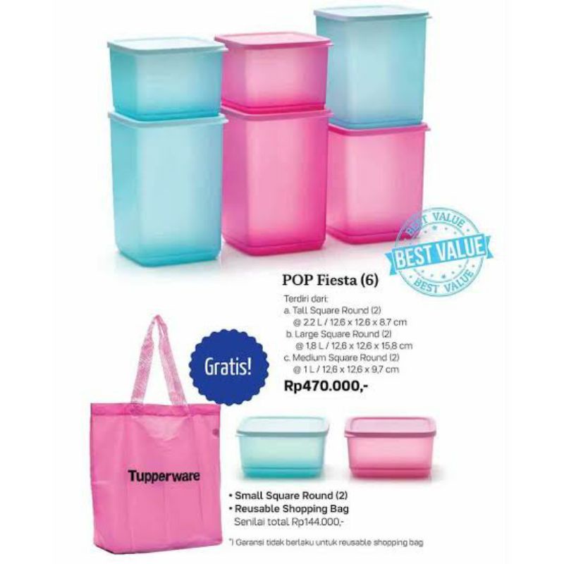 SALE  POP FIESTA SET (8) TUPPERWARE ORIGINAL TOPLES KUE SNACK JAJAN LEBARAN HARI RAYA MURAH PREMIUM 