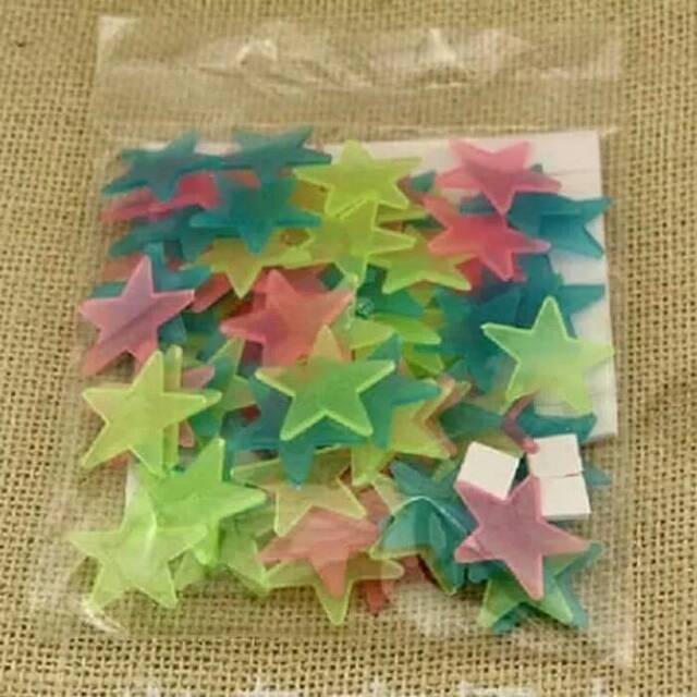 [150gr] PROMO SALE!! Sticker Glow isi 100 pcs in the dark bintang fosfor sudah termasuk perekat