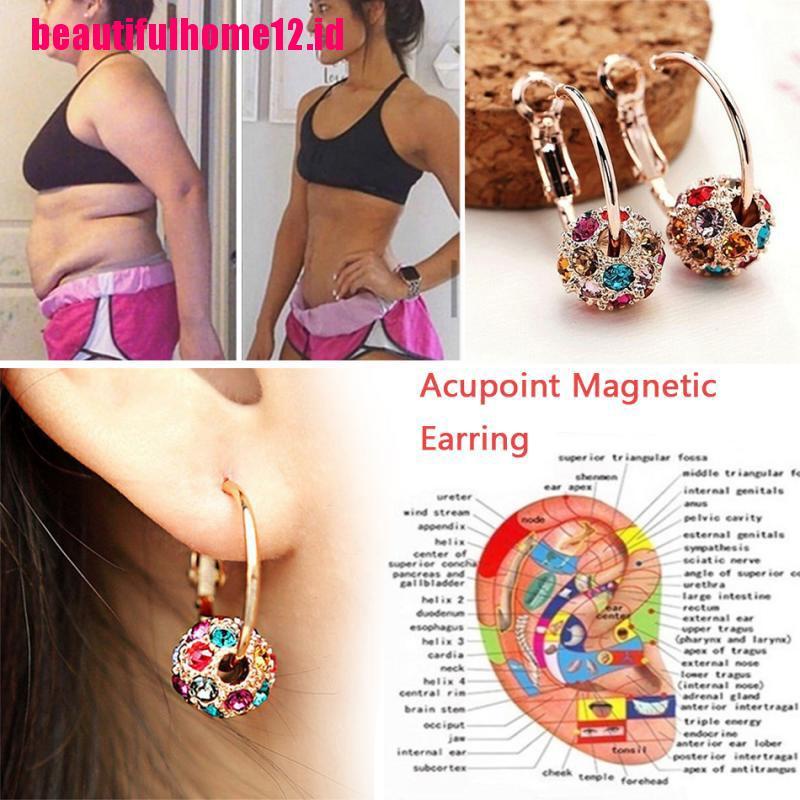 1 Pasang Anting Stud Magnetik Pijat Pelangsing Penurunan Berat Badan