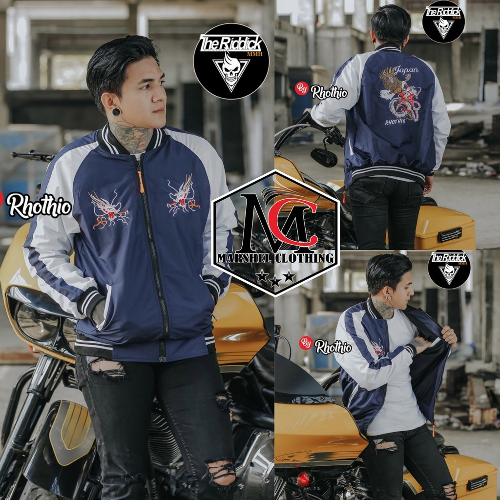 RCL - JAKET SUKAJAN TASLAN BORDIR DRAGON JEPANG PREMIUM JAKET SUKAJAN 2021 TERBARU JAKET BOMBER PRIA KEREN