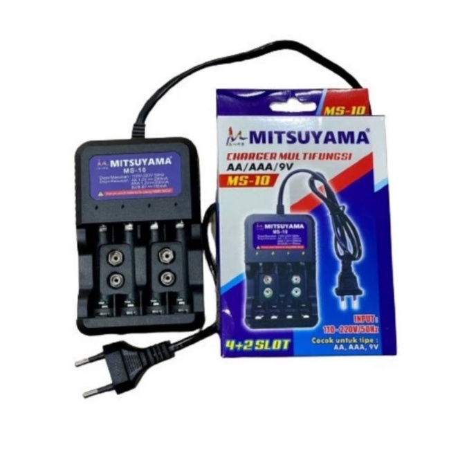 Charger Baterai AA AAA 9V Kotak Mitsuyama MS-10 A2 A3 9 Volt 6 Slot