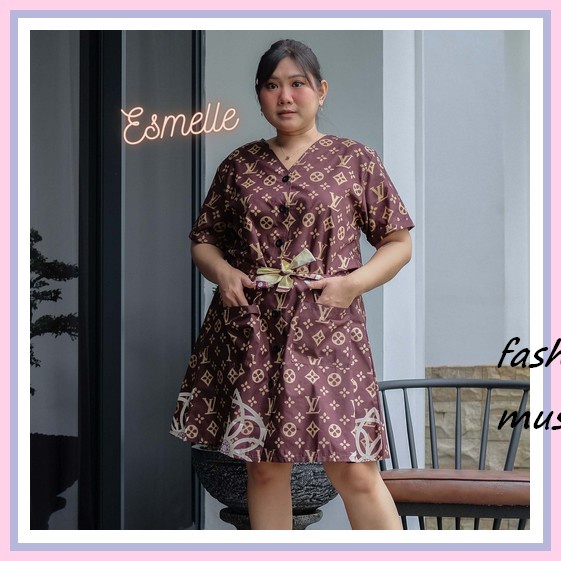Dress Jumbo 729 Lenti Bigsize Ld 142-160 Wanita Big Size Besar Murah Esmelle Dress Pesta Jumbo / Dre