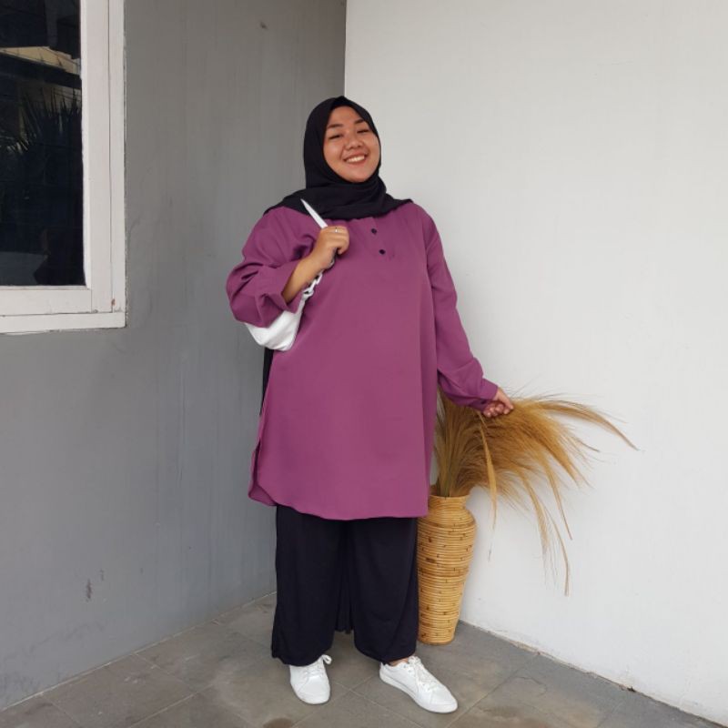 BAJU ATASAN LONG TUNIK WANITA JUMBO BIGSIZE WANITA BUSUI MUSLIM POLOS TERBARU KEKINIAN MURAH (COD)