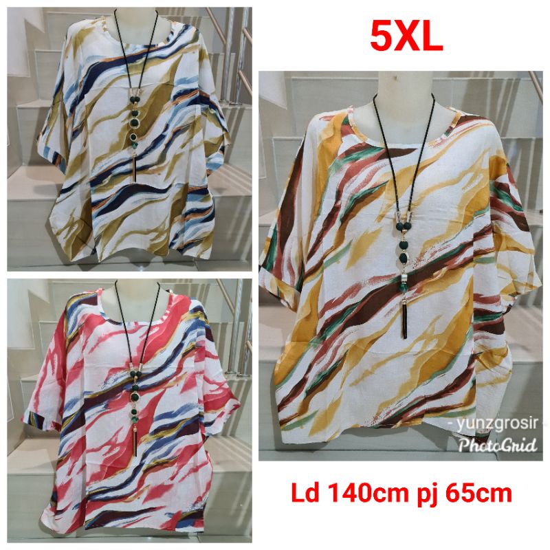Blouse Brukat dan Kaos Bunga Import Jumbo XL-5XL-7