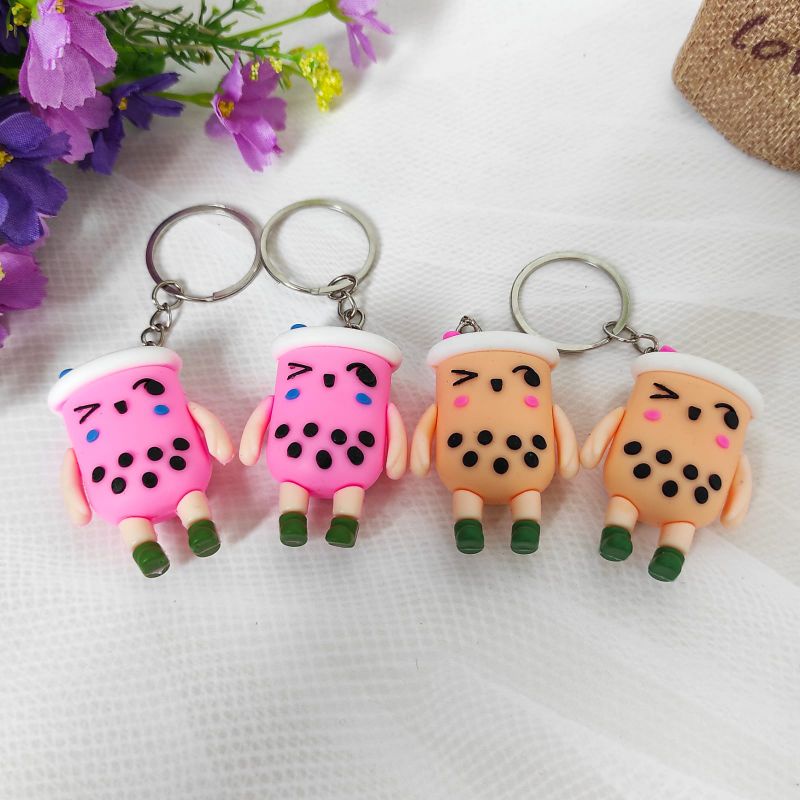 GANTUNGAN KUNCI MANUSIA BOBA BUBBLE TEA KEYCHAIN KEYRING GANCI MILK TEA