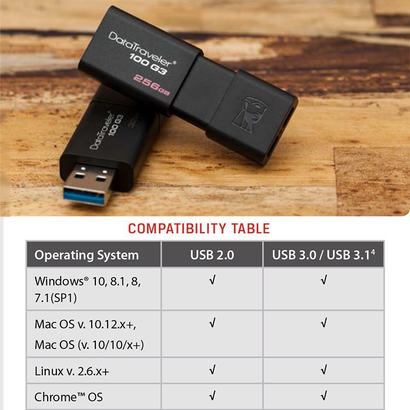 Kingston DataTraveler 100 G3 dt100g3 USB 3.0 Flash Drive (16GB / 32GB / 64GB / 128GB)