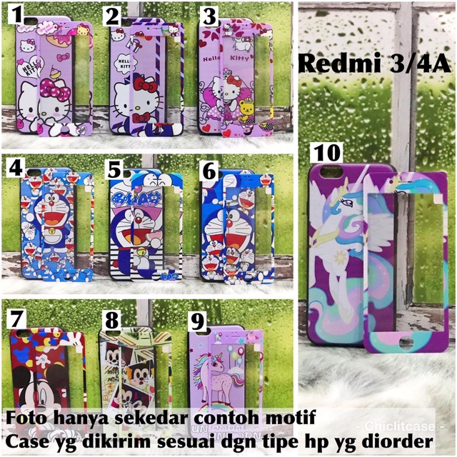 Softcase case 360 cartoon doraemon hello kitty Xiaomi Redmi 3 4A