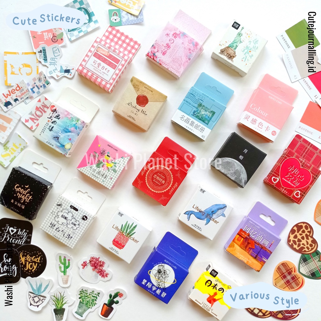 

45pcs Stiker Aesthetic Box Lucu Murah Dekorasi Hias Diary/Journal/Scrapbook/DIY