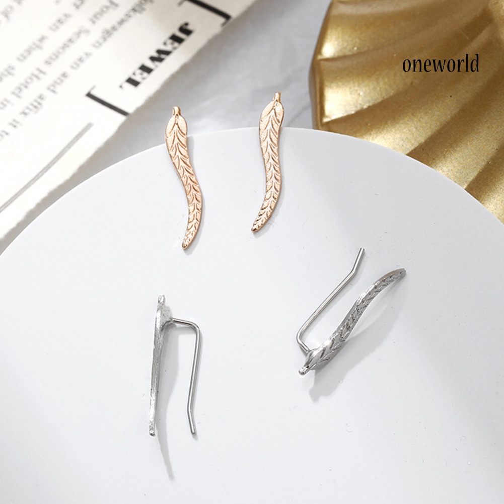 OW@ Fashion Women Leaf Shape Ear Cuff Clip Earrings Piercing Party Jewelry Gift