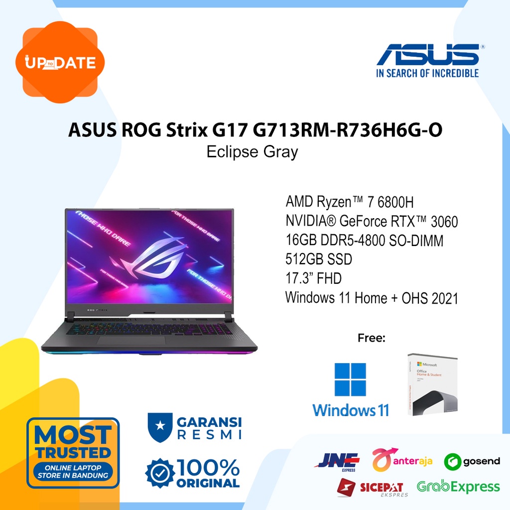 ASUS ROG Strix G17 G713RM-R736H6G-O Ryzen 7 6800H 16GB 512GB RTX3060