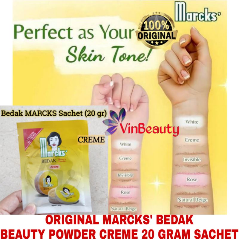 ORIGINAL BEDAK MARCKS BEAUTY POWDER CREME 20 GRAM / BEDAK TABUR REFIL 20 G