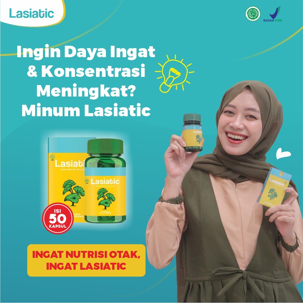 Lasiatic - Multivitamin Daya Ingat Suplemen Kecerdasan Otak &amp; Konsentrasi Anak Cegah Stroke Alzheimer &amp; Cegah Struk Stroke Cegah Kepikunan Dini Isi 50 Kapsul