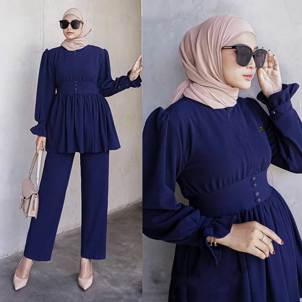 COD - Rassi Set | Setelan Baju Muslim One Set Premium Fashion Wanita Terbaru 2021