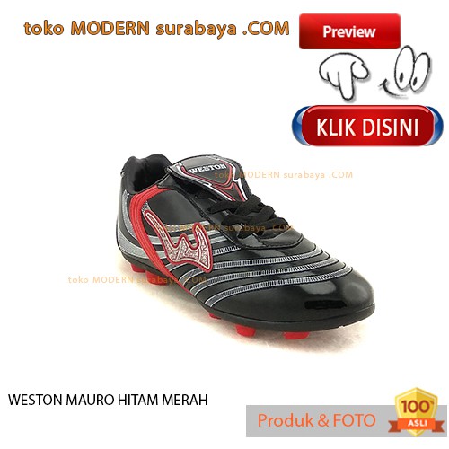 WESTON MAURO HITAM MERAH sepatu olahraga sepak bola kets