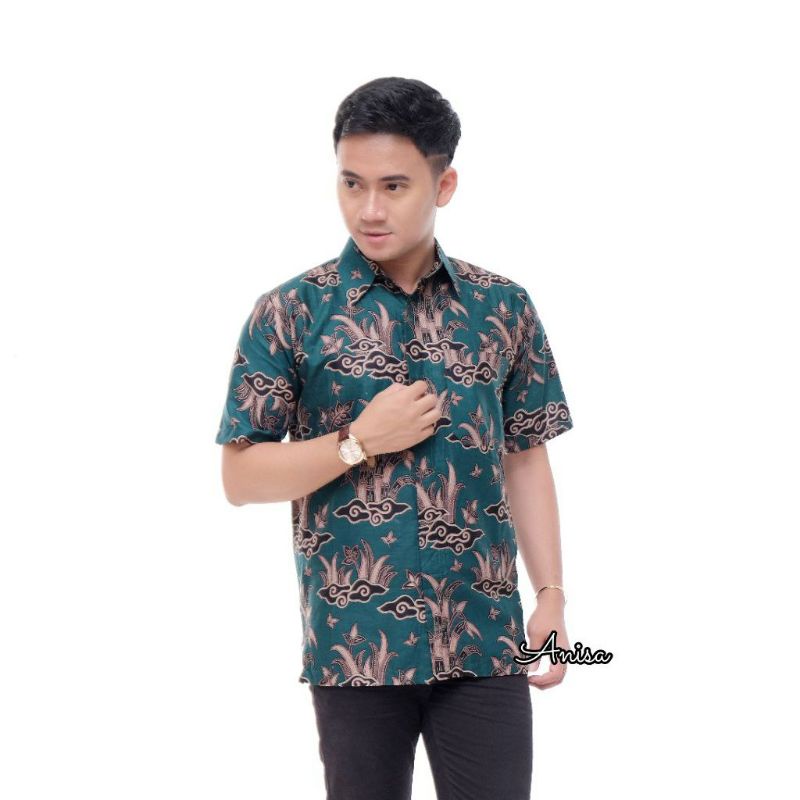 kemeja batik pria lengan pendek baju batik pria batik kantor seragam kerja ukuran reguler m.l.x