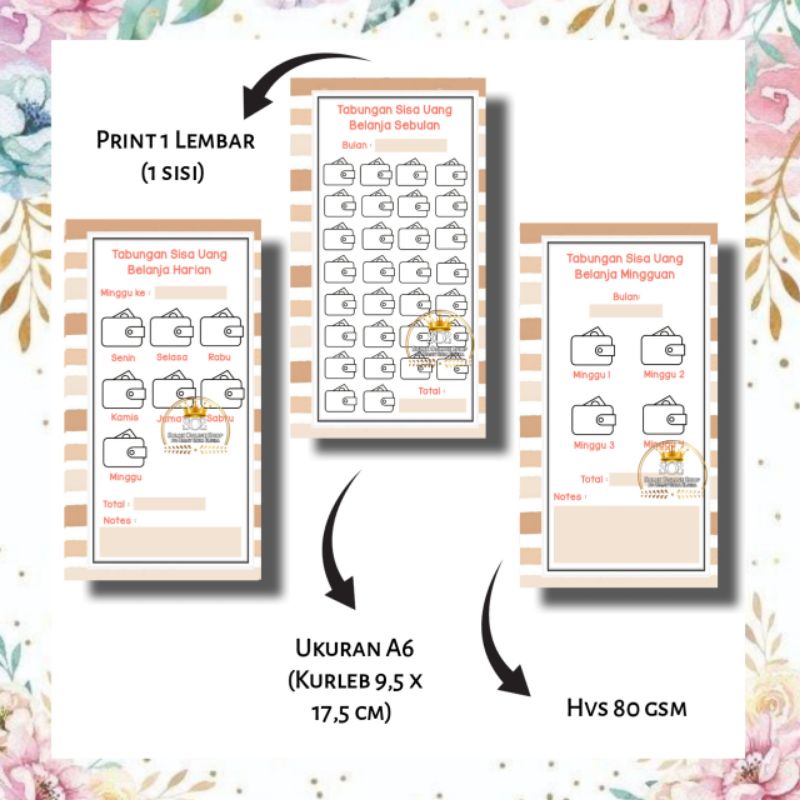 

Tabungan Sisa Uang Belanja Hvs 80 gsm | Isi Kertas Binder A6