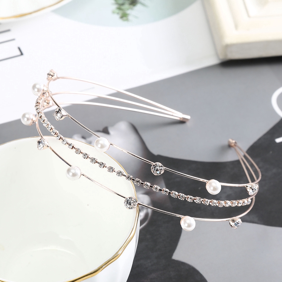 Korean Pearl Rhinestone Multilayer Hair Band Crystal Diamond Thin Headband Women Hair Accessories