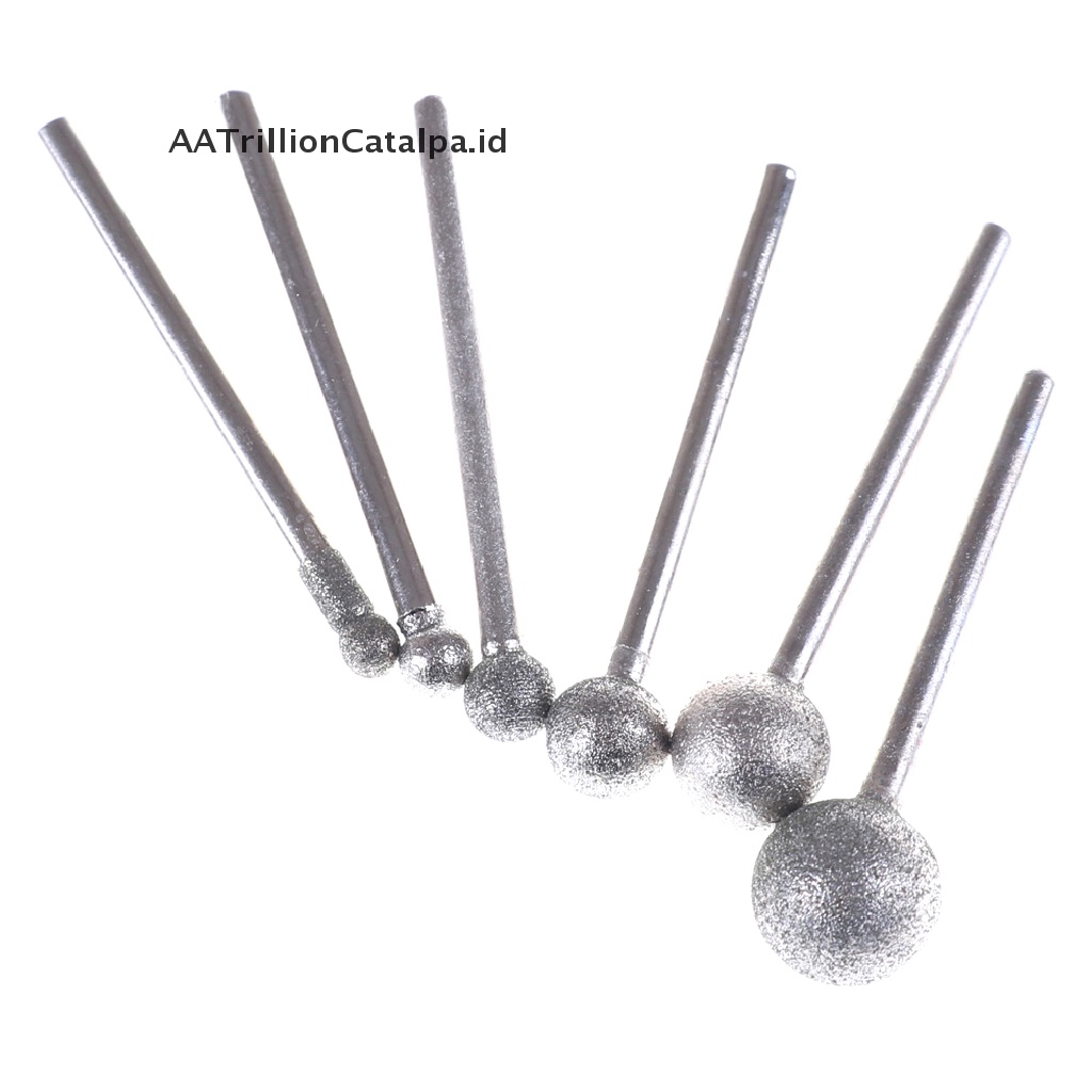 (AATrillionCatalpa) 6pcs Roda Gerinda Diamond Bulat 3mm Untuk Rotary Tool