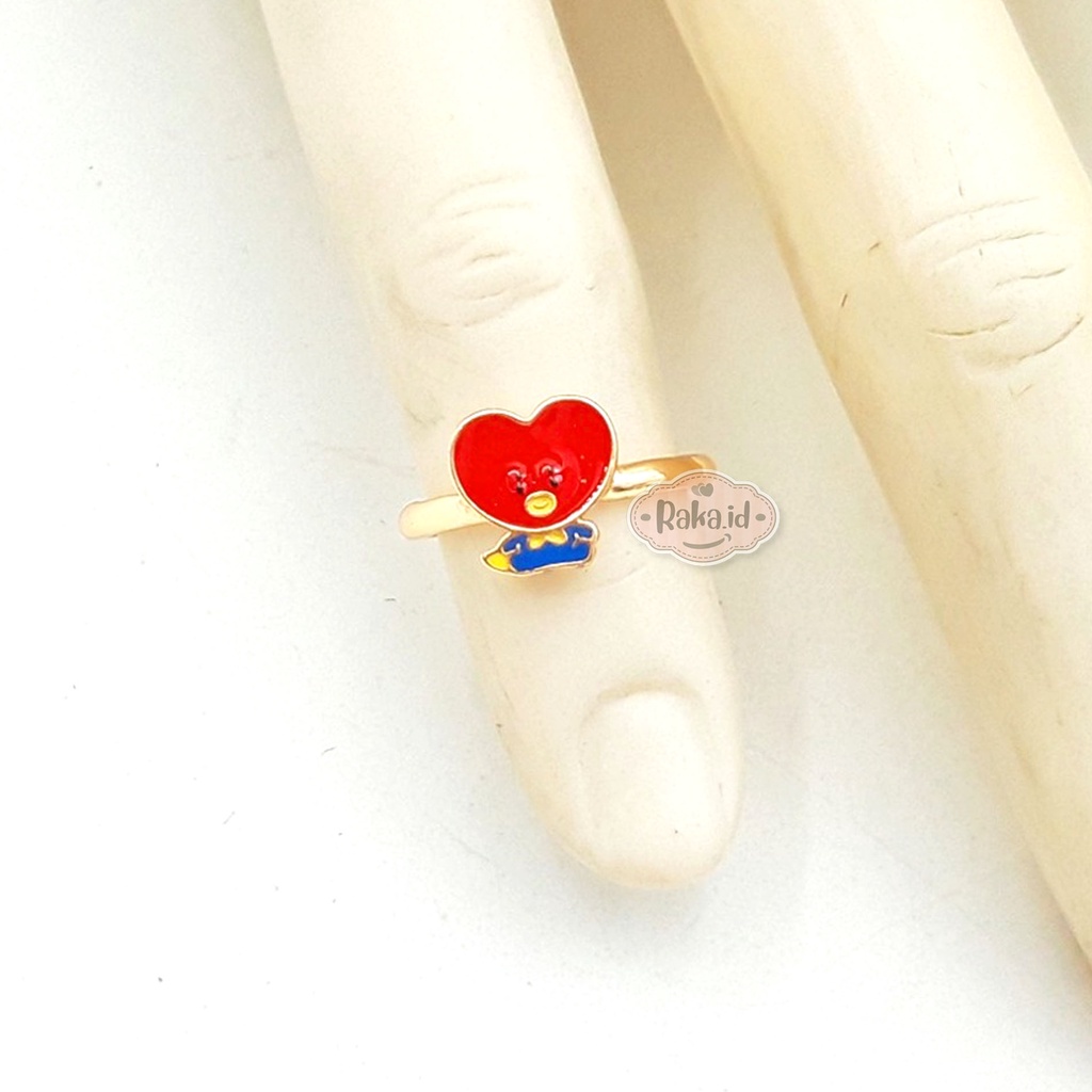 Cincin Anak Motif Tata BT21 Gold &amp; Silver Perhiasan Cantik Anak 856