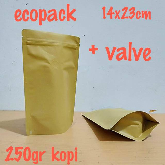 Kemasan Kopi Ecopack 14x23 Cm Dengan Valve