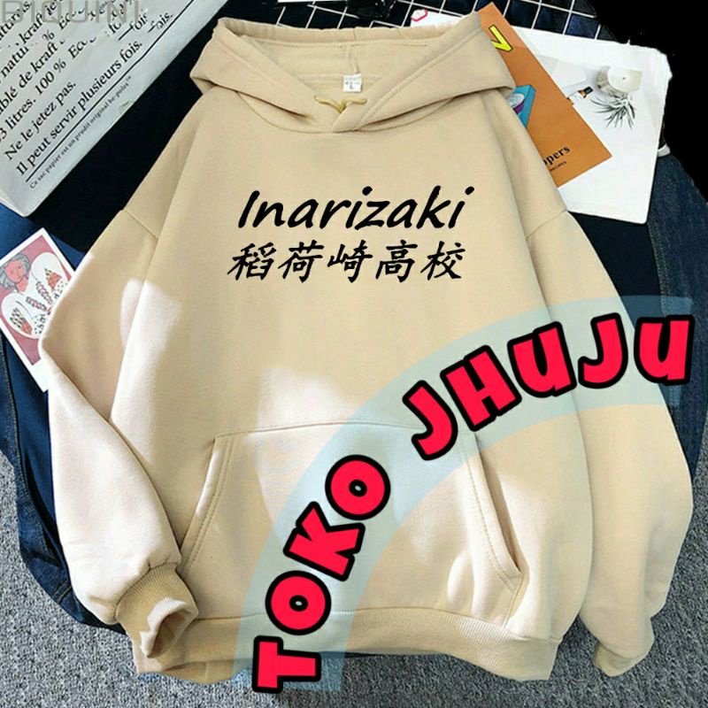 Jaket Hoodie Jumper Anime Haikyuu !! Inarizaki kanji Depan