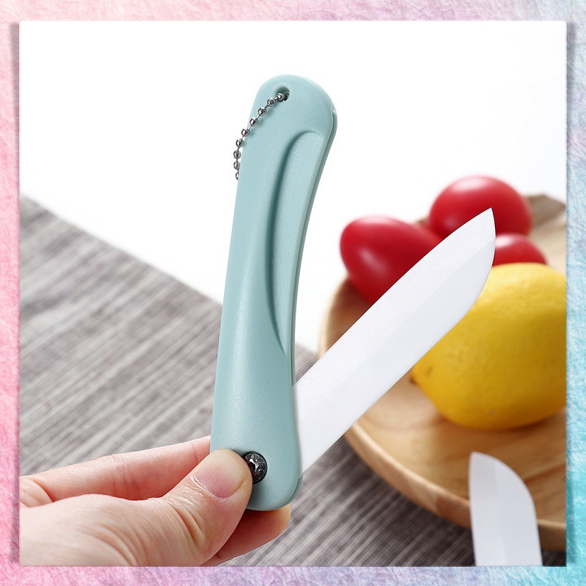 Pisau Dapur Lipat Keramik Travel Potong Memotong Buah Sayur Portable Folding Ceramic Knife