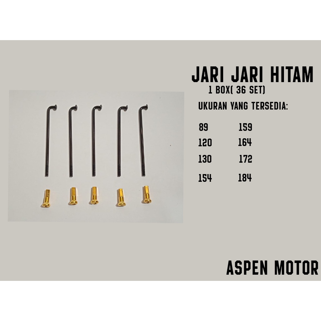 Jari Jari Ruji Motor Hitam ukuran 89 120 130 154 159 164 172 184 untuk Velg 14 16 17 18 Revo Supra A