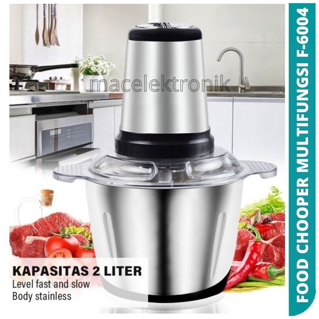 CHOPPER DAGING STAINLESS/PENGGILING DAGING PENGGILING BUMBU PENGGILING ADONAN KUE 2 LITER