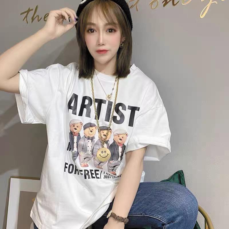 Overtee Tshirt Oversize Wanita Motif Artist Bear - 100% IMPORT