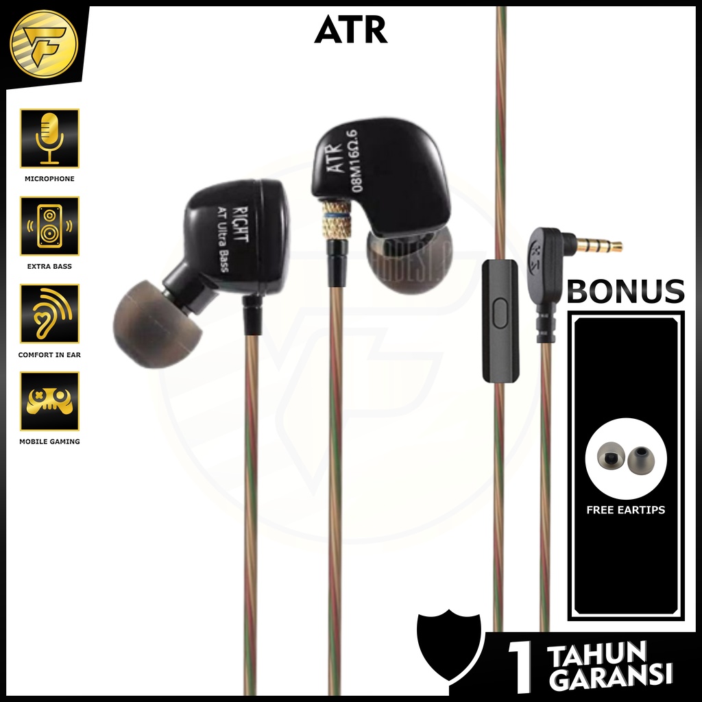 KZ ATR earphone 1DD HIFI BASS music telfon sport headset mic Knowledge Zenith original