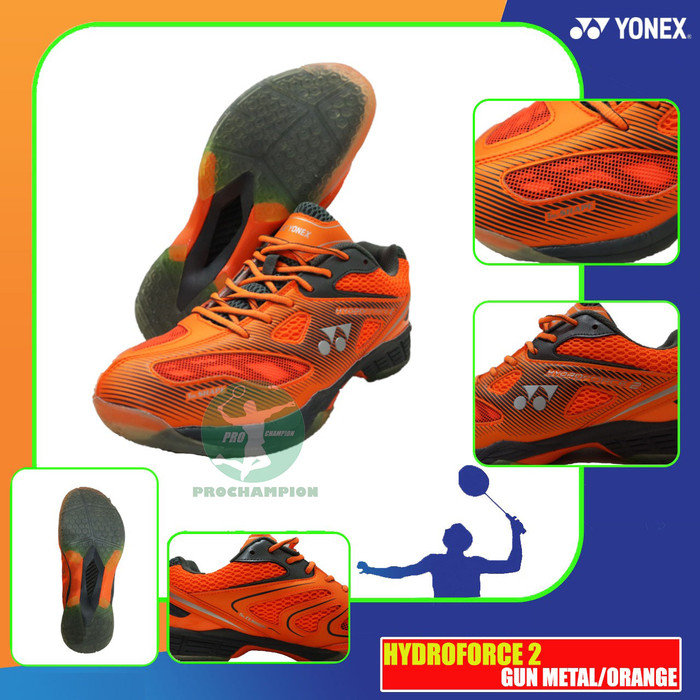 YONEX HYDROFORCE 2 SEPATU BADMINTON ORIGINAL - GUNMETAL ORANGE, 44