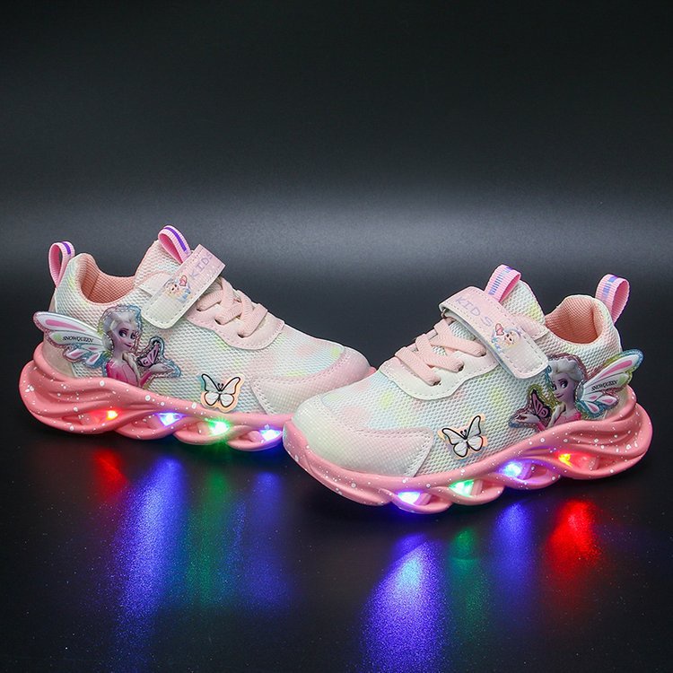 Sepatu Sneakers LED Anak Perempuan Import / Karakter ELSA 2022 / Sepatu Sneakers Anak Frozen