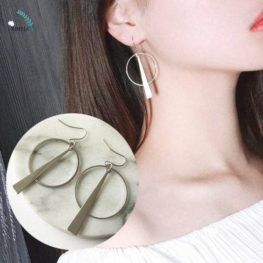 Anting Panjang Gaya Korea Retro Bentuk Geometri untuk Wanita