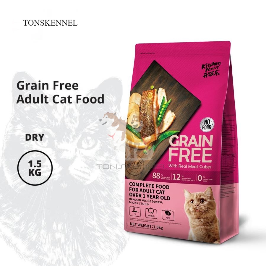 Kitchen Flavor 1.5kg Grain Free Adult Cat Food 1.5 Kg