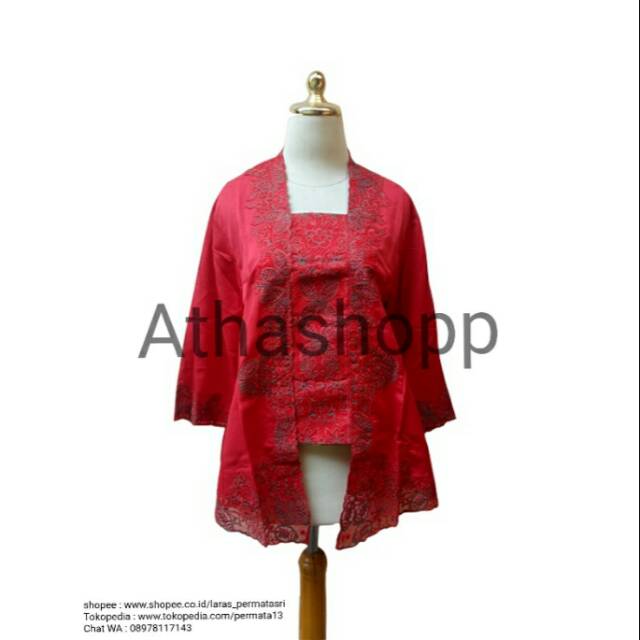 Kebaya Modern Kutubaru Bordir Flower Jumbo Big Size XXL Merah Hijau Botol Dusty Pink Kuning Fanta