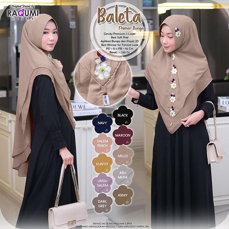 BALETA KHIMAR BUNGA BY RAQUMI HIJAB ORI