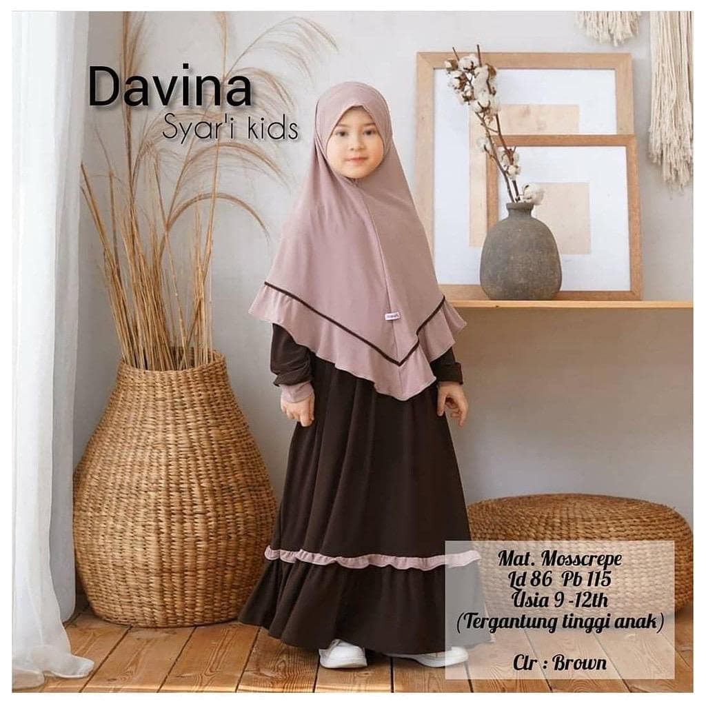 Davina syari kids/gamis fashion muslimah syar'i anak-anak/murah model terbaru 2021