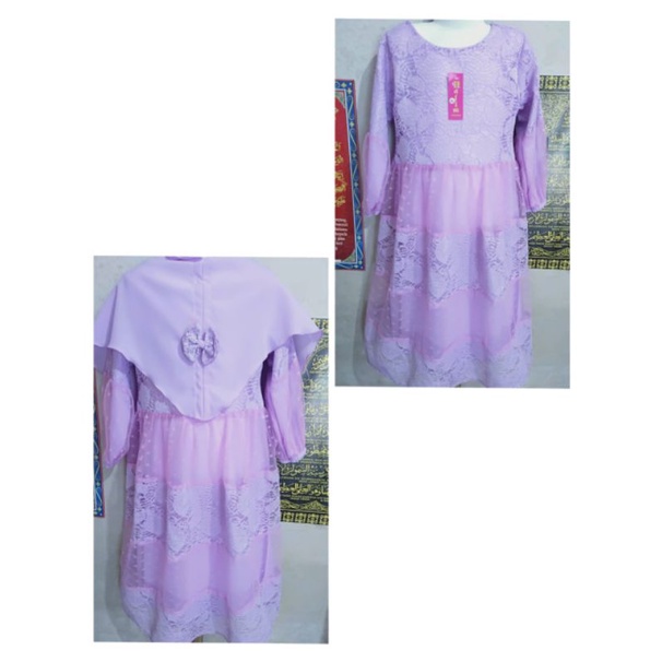 BARU Gamis anak tile dot kombinasi burkat full furing